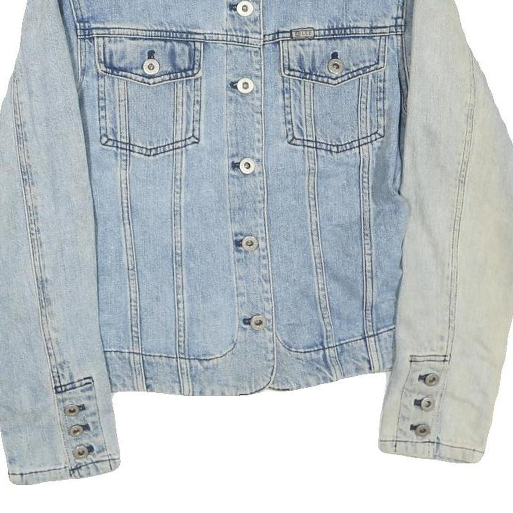 LEE Womens Blue Denim Jacket S Cotton Blend Button Classic Fit Casual