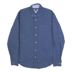 TOMMY HILFIGER Mens Blue Cotton Patterned Shirt M Button-Down Collar Long Sleeve
