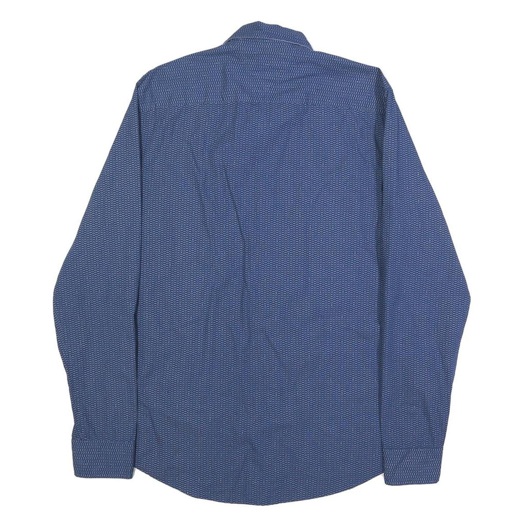 TOMMY HILFIGER Mens Blue Cotton Patterned Shirt M Button-Down Collar Long Sleeve