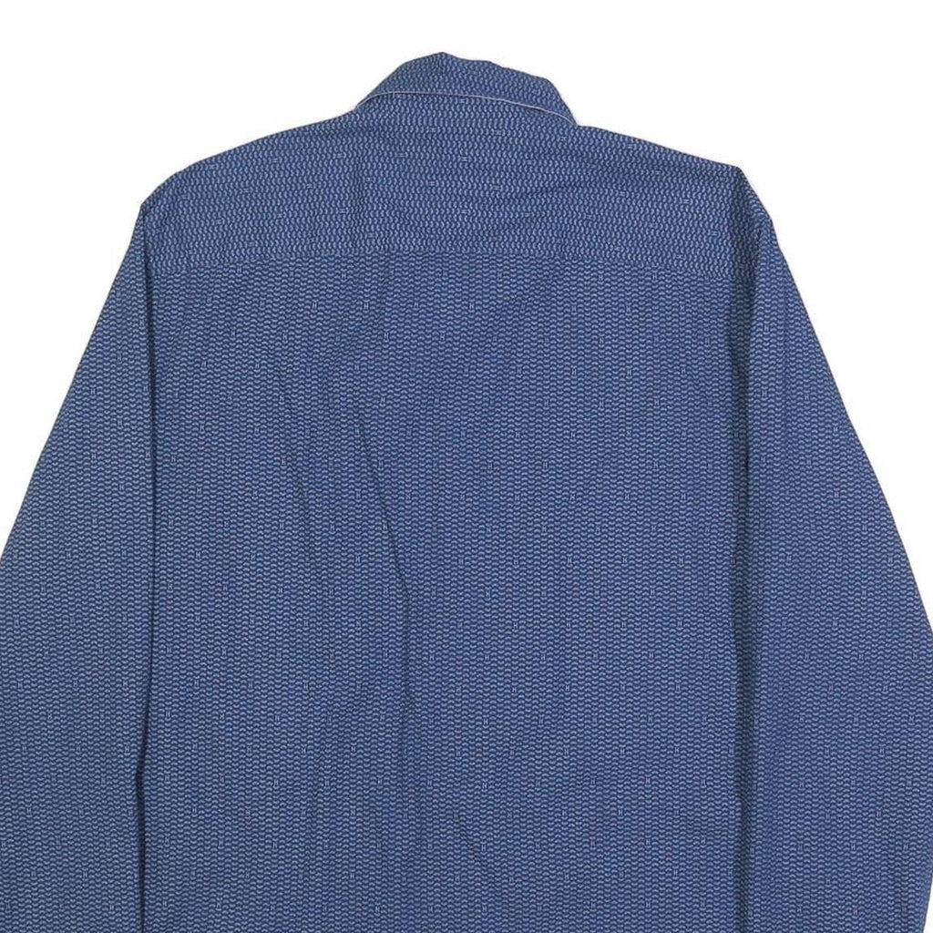 TOMMY HILFIGER Mens Blue Cotton Patterned Shirt M Button-Down Collar Long Sleeve