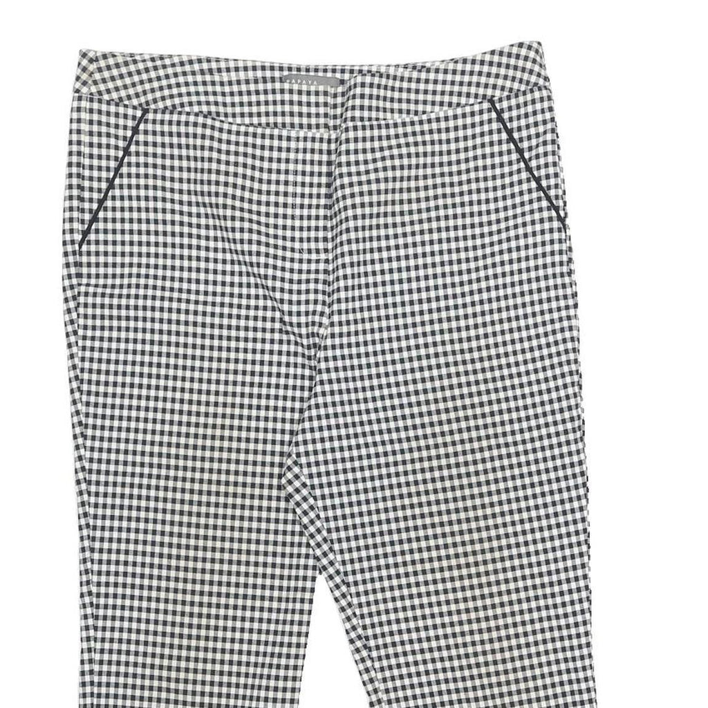 PAPAYA Womens Polyester Blend Black & White Checked Regular Fit Straight