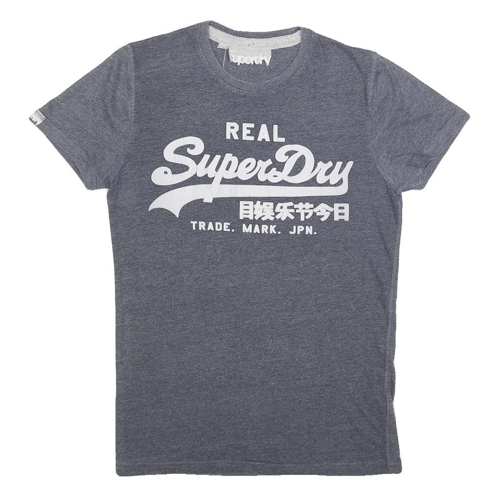 SUPERDRY Mens Grey Real Superdry Graphic T-Shirt S Short Sleeve Crew Neck
