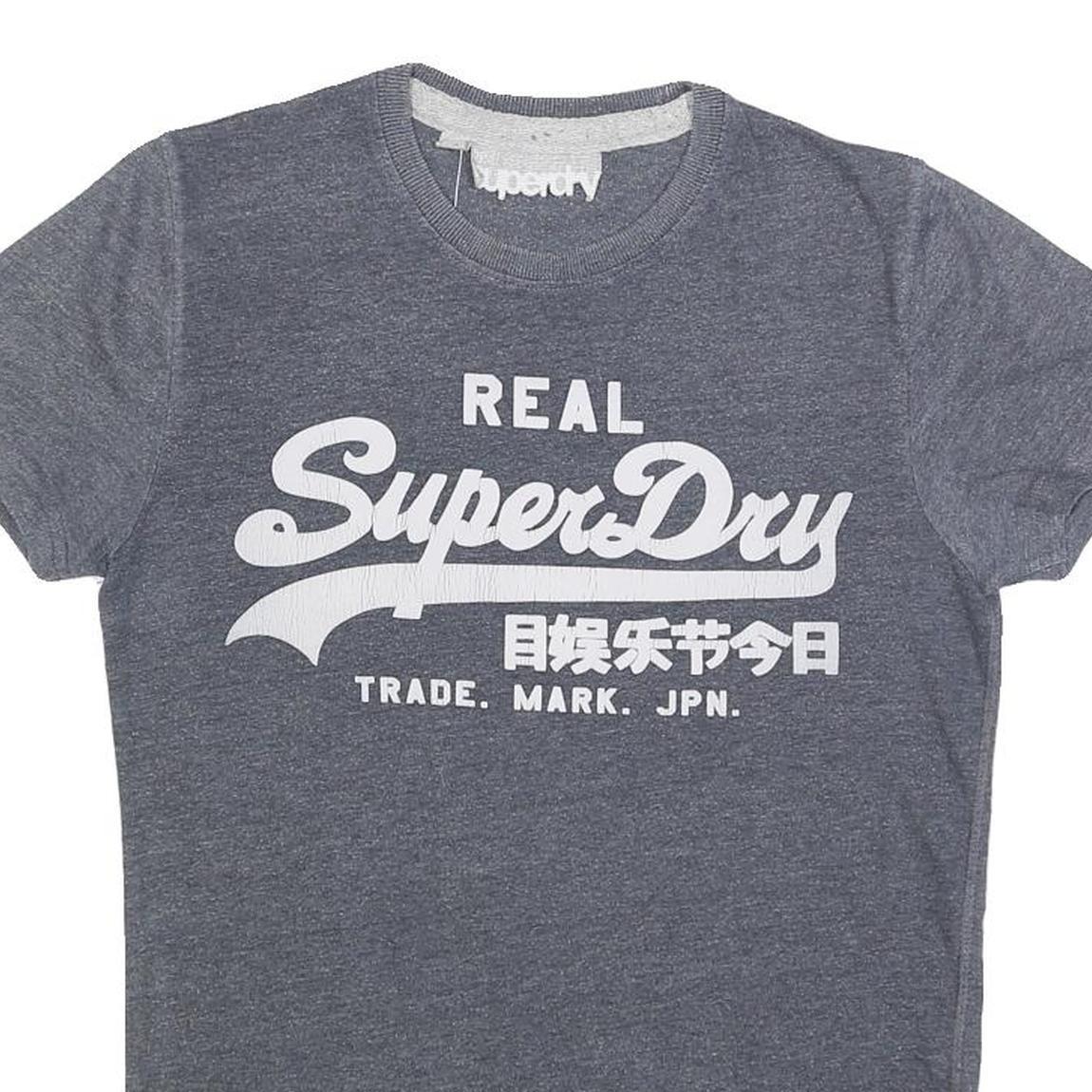 SUPERDRY Mens Grey Real Superdry Graphic T-Shirt S Short Sleeve Crew Neck