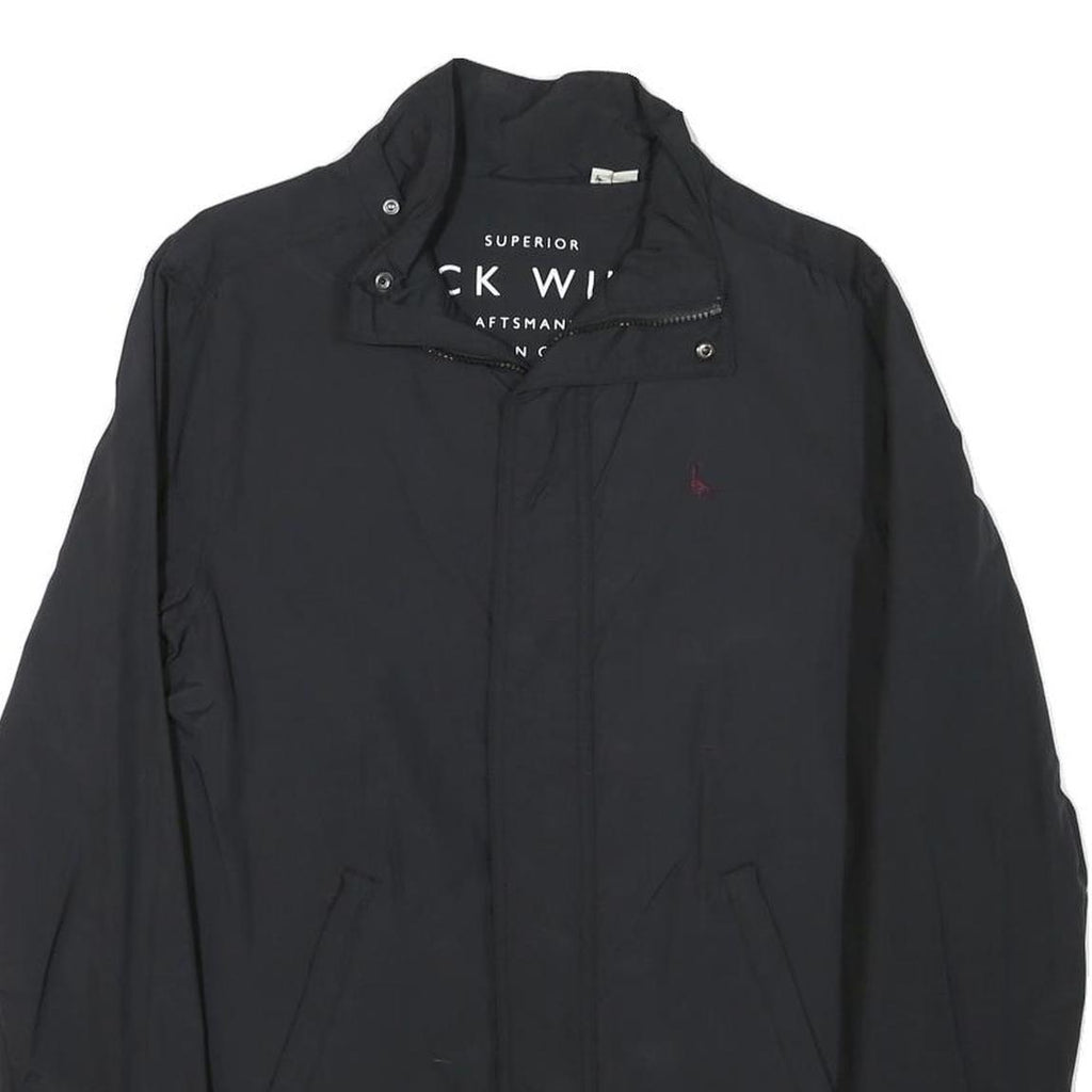 JACK WILLS Mens Black Jacket S Polyester Blend Plain Zip Lightweight Casual