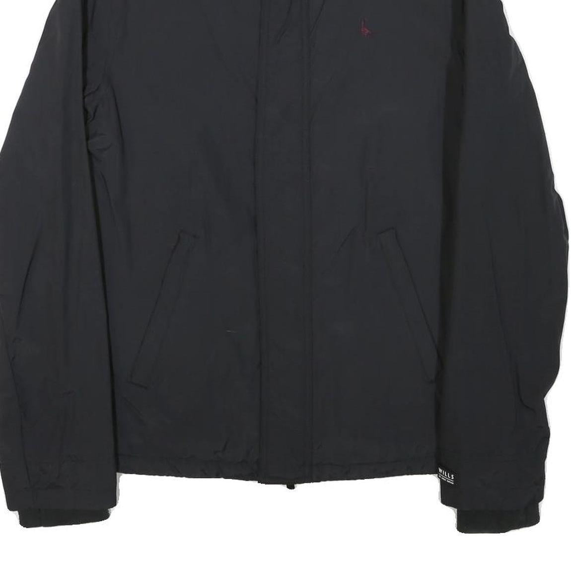 JACK WILLS Mens Black Jacket S Polyester Blend Plain Zip Lightweight Casual