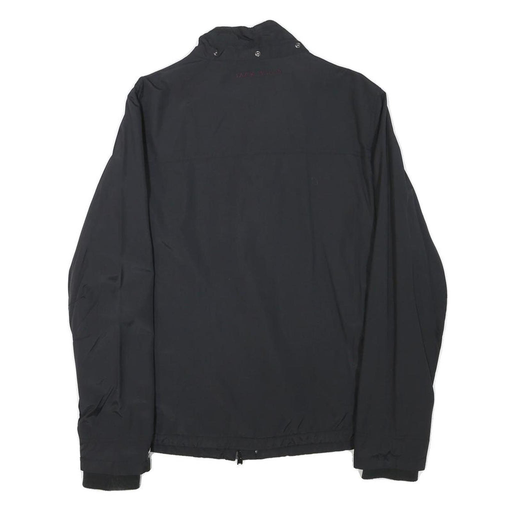 JACK WILLS Mens Black Jacket S Polyester Blend Plain Zip Lightweight Casual