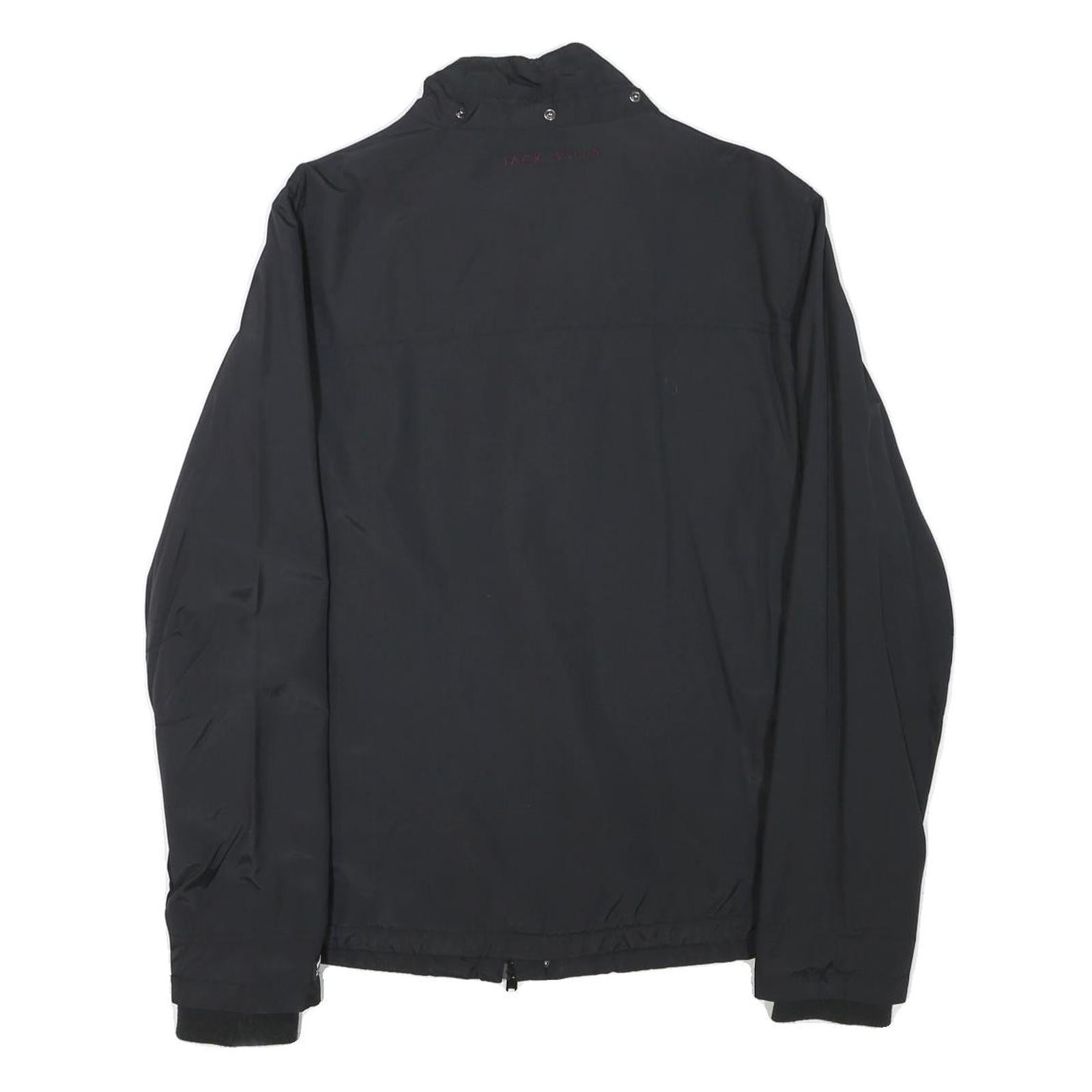 JACK WILLS Mens Black Jacket S Polyester Blend Plain Zip Lightweight Casual