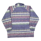 Womens Blue Button Jacket L Polyester Blend Patterned Cosy Warm Casual