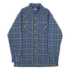 WRANGLER Mens Blue Green Jacket L Cotton Blend Check Button Closure Casual