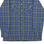 WRANGLER Mens Blue Green Jacket L Cotton Blend Check Button Closure Casual