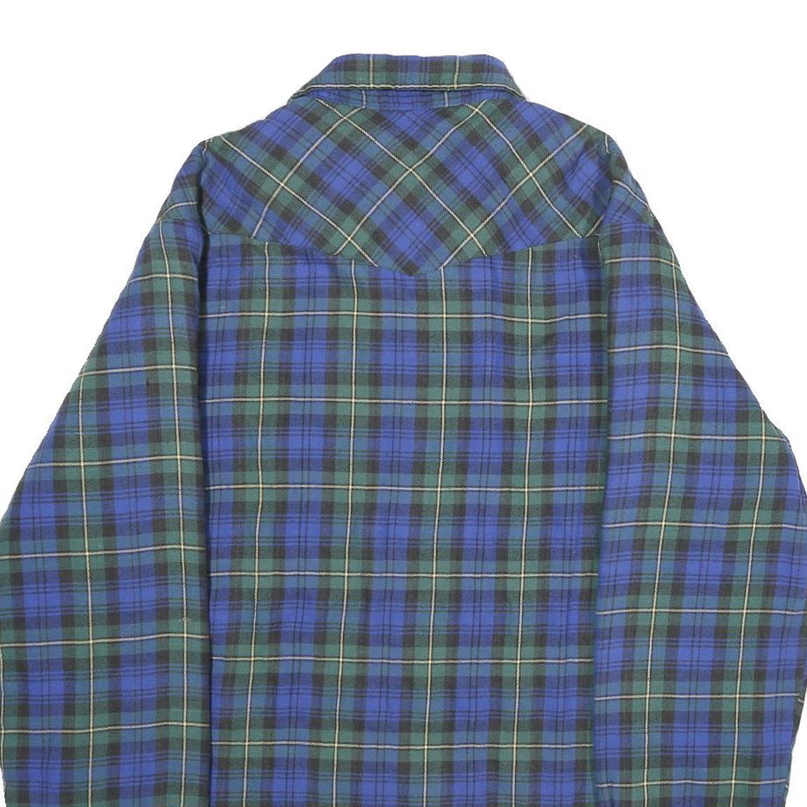 WRANGLER Mens Blue Green Jacket L Cotton Blend Check Button Closure Casual
