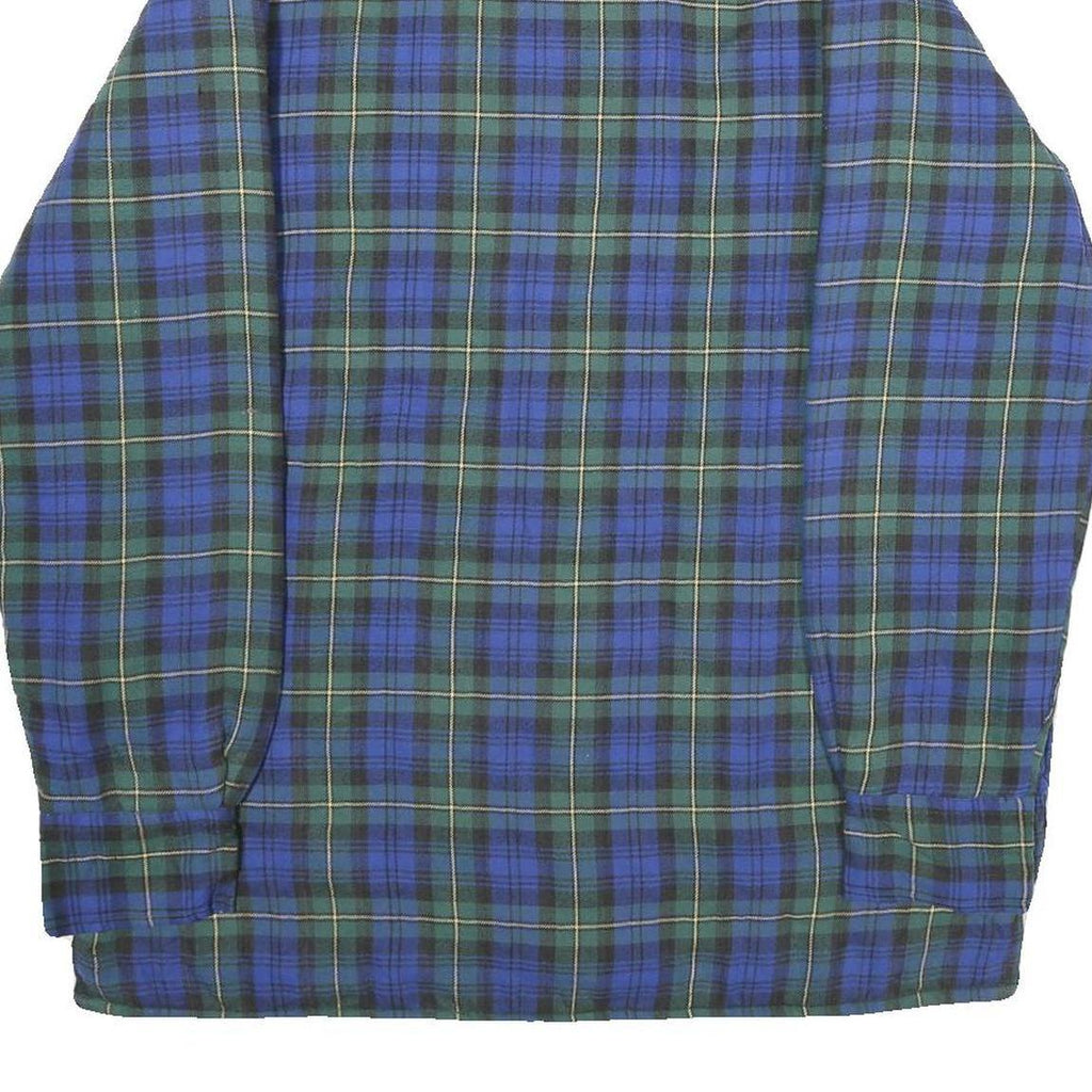 WRANGLER Mens Blue Green Jacket L Cotton Blend Check Button Closure Casual