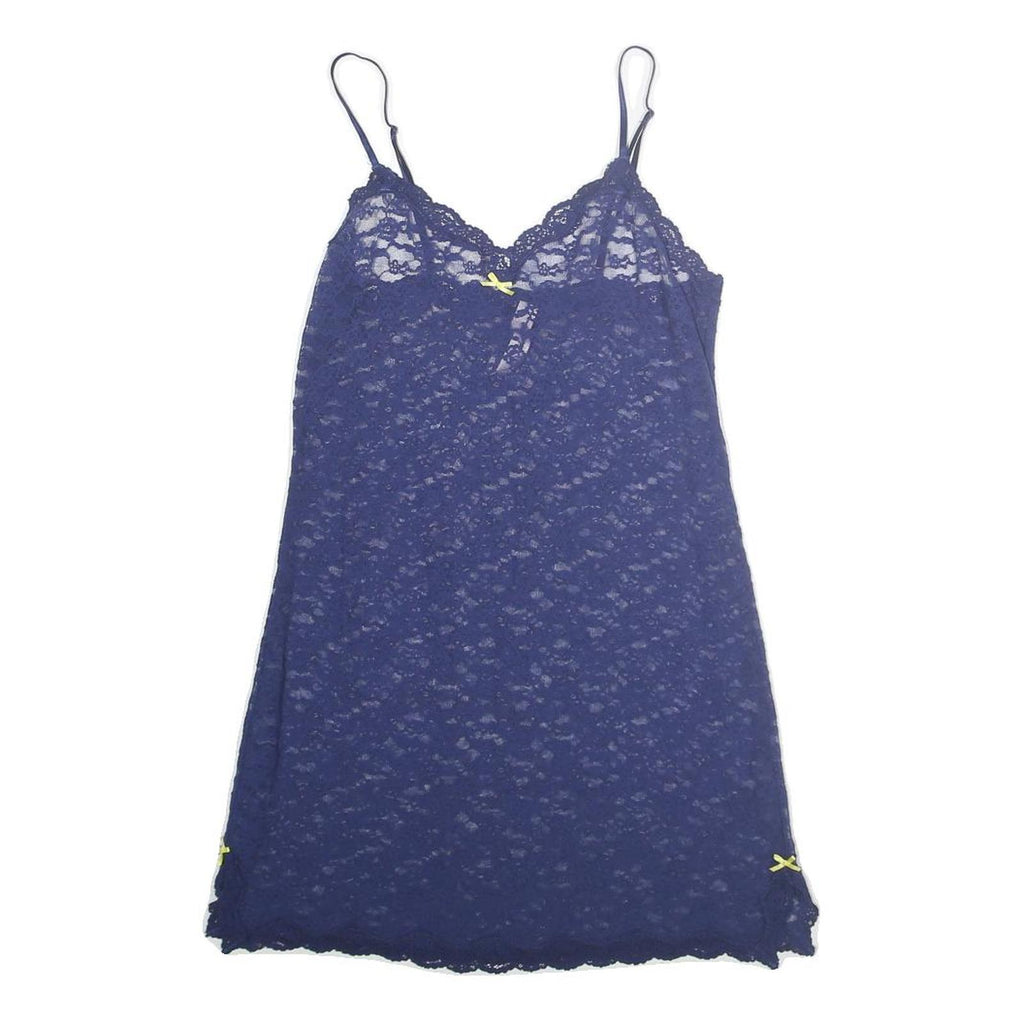 VICTORIA SECRET Womens Blue Lace Sleeveless Mini Dress Size S Elegant Nightwear