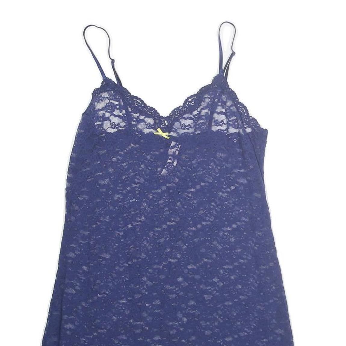 VICTORIA SECRET Womens Blue Lace Sleeveless Mini Dress Size S Elegant Nightwear