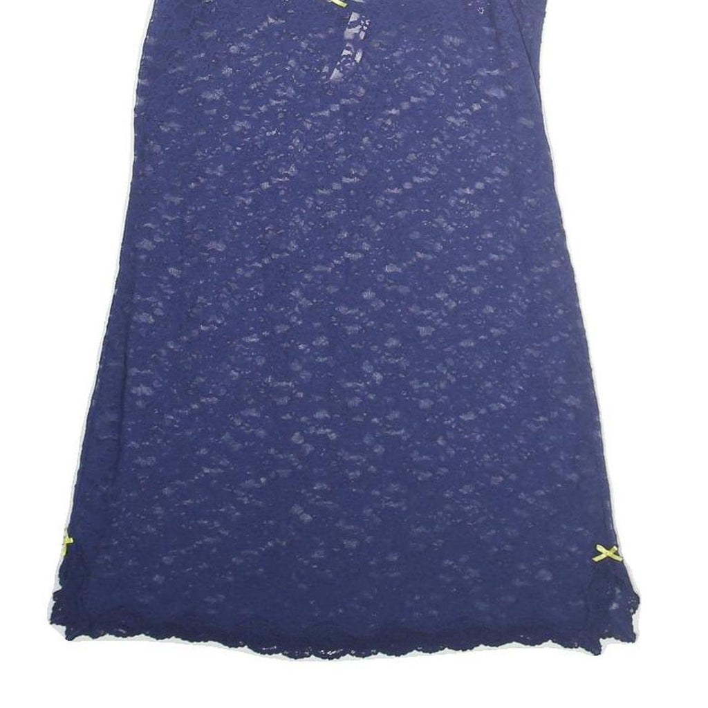 VICTORIA SECRET Womens Blue Lace Sleeveless Mini Dress Size S Elegant Nightwear