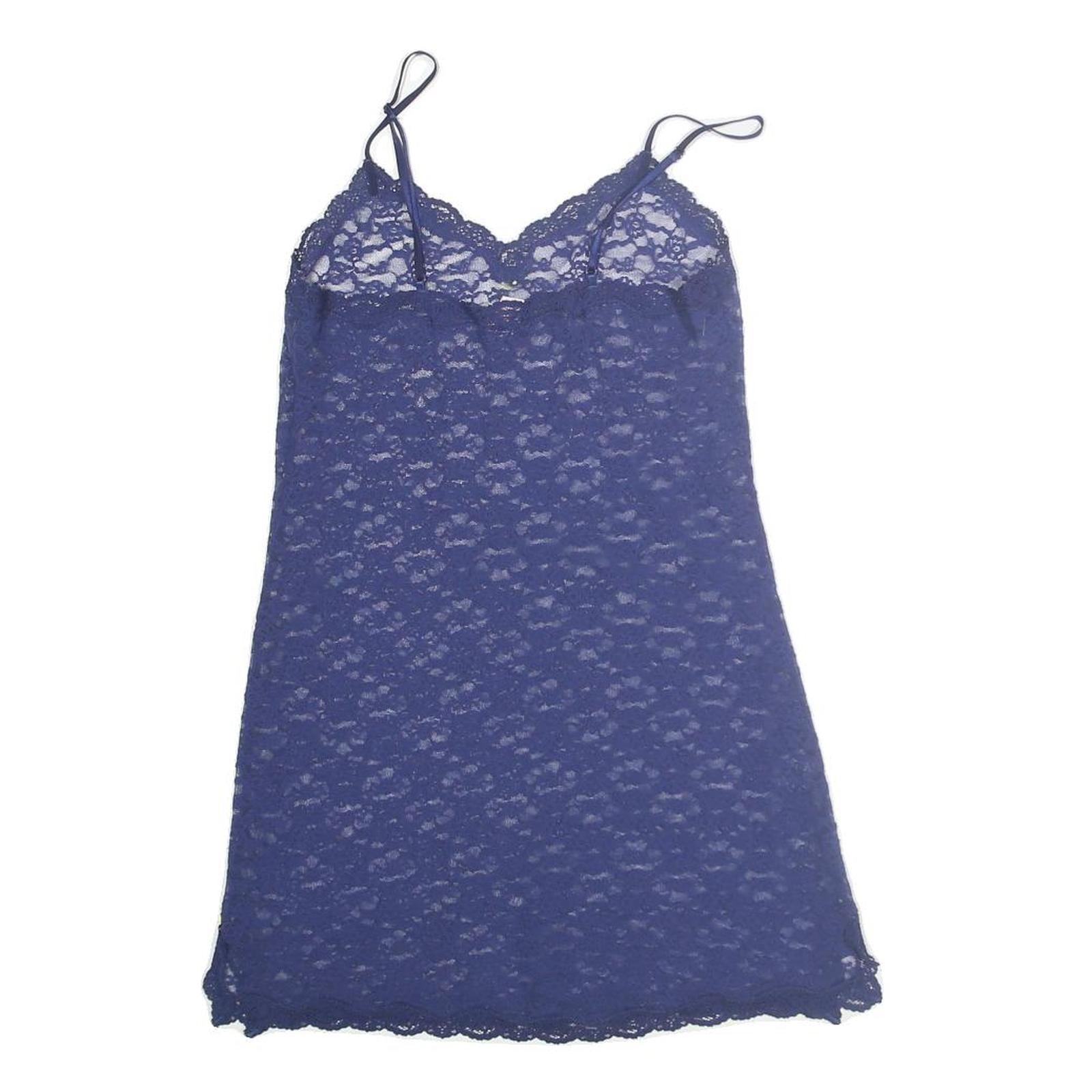 VICTORIA SECRET Womens Blue Lace Sleeveless Mini Dress Size S Elegant Nightwear