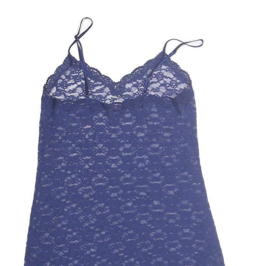 VICTORIA SECRET Womens Blue Lace Sleeveless Mini Dress Size S Elegant Nightwear