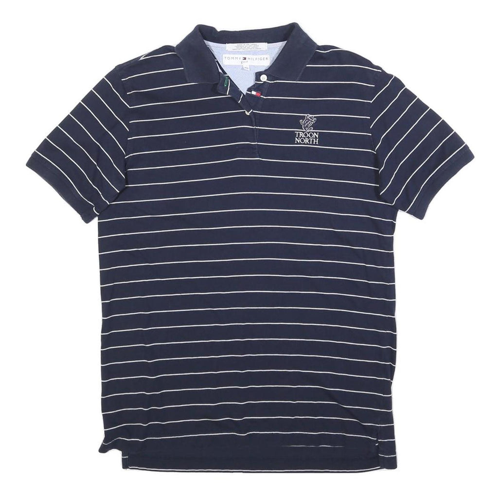 TOMMY HILFIGER Womens Navy & White Striped Short Sleeve Polo Shirt S