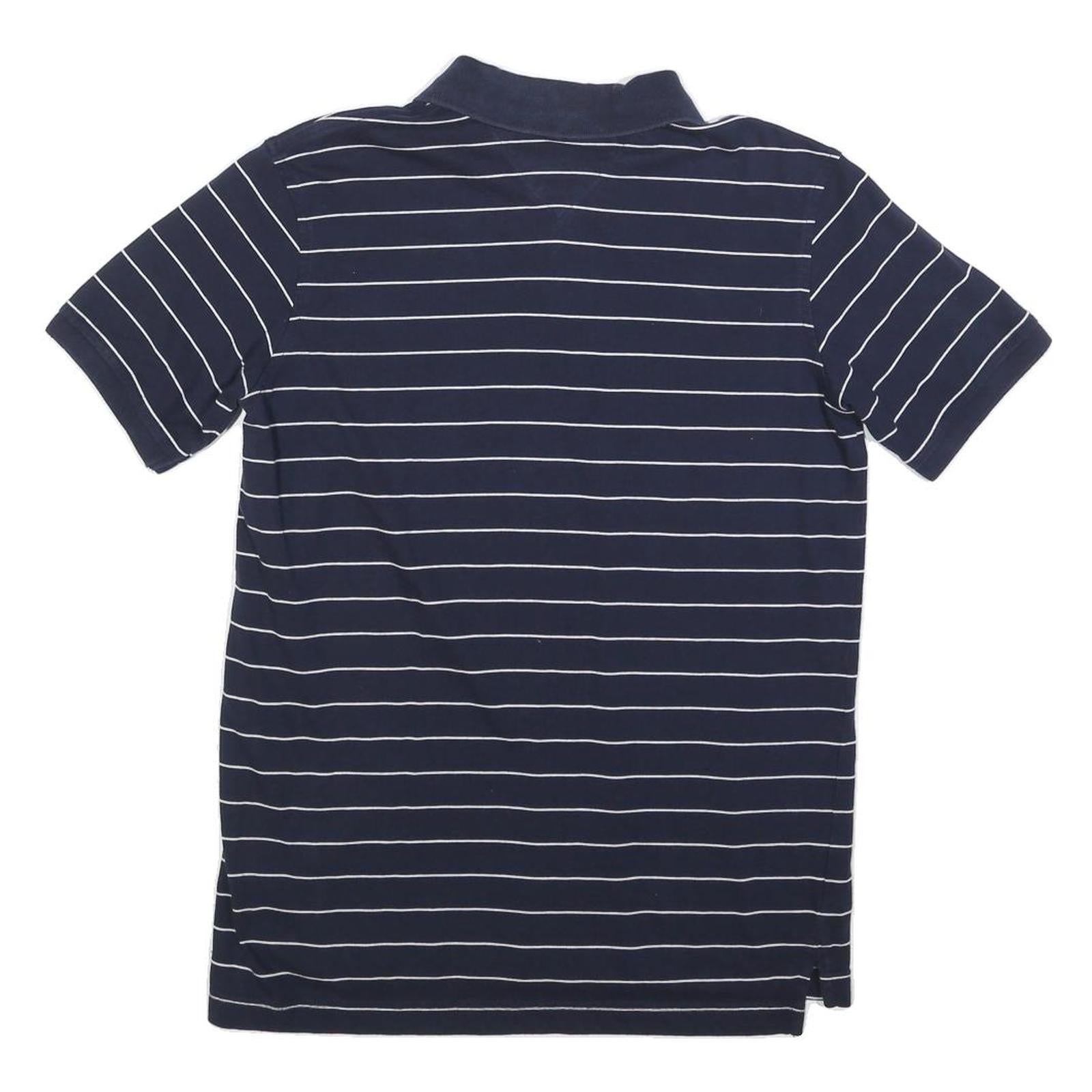 TOMMY HILFIGER Womens Navy & White Striped Short Sleeve Polo Shirt S
