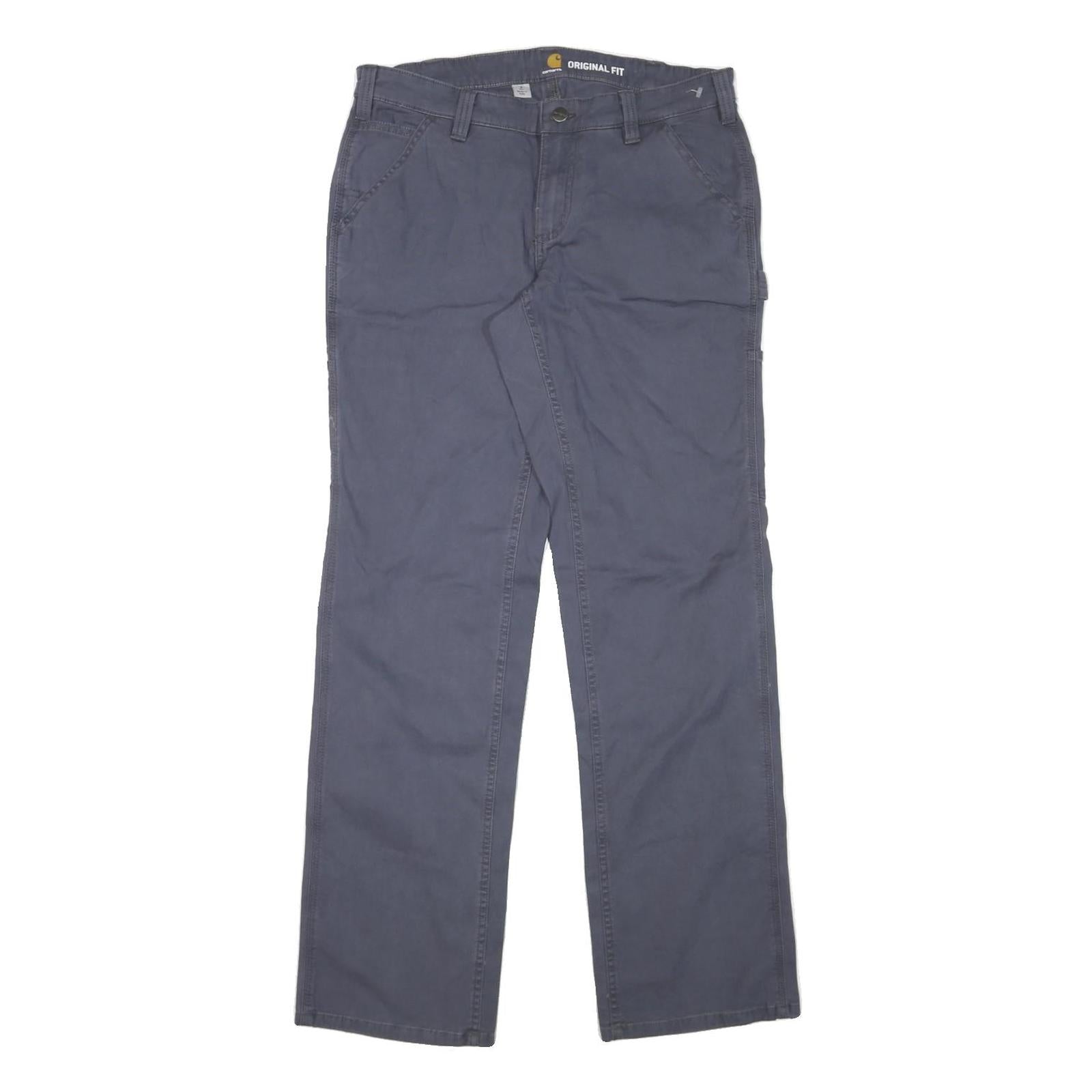 CARHARTT Womens Blue Regular Fit Straight Trousers W32 L33 Cotton Blend Zip