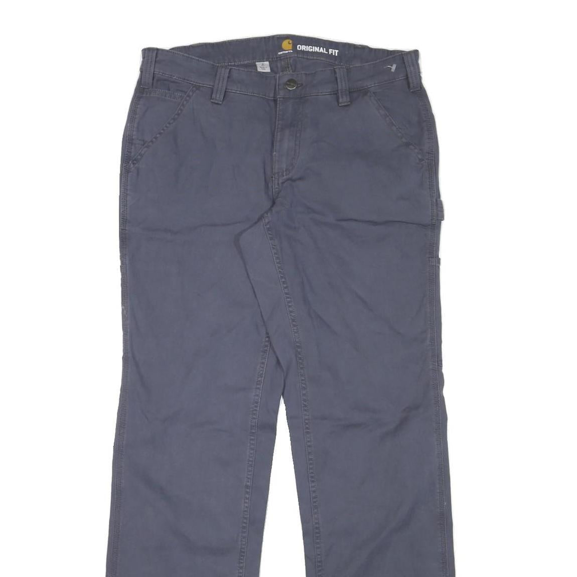 CARHARTT Womens Blue Regular Fit Straight Trousers W32 L33 Cotton Blend Zip