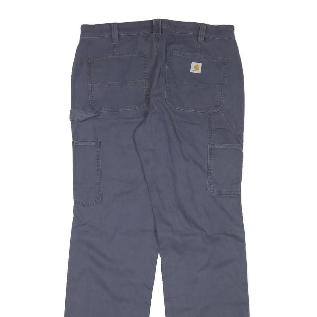 CARHARTT Womens Blue Regular Fit Straight Trousers W32 L33 Cotton Blend Zip