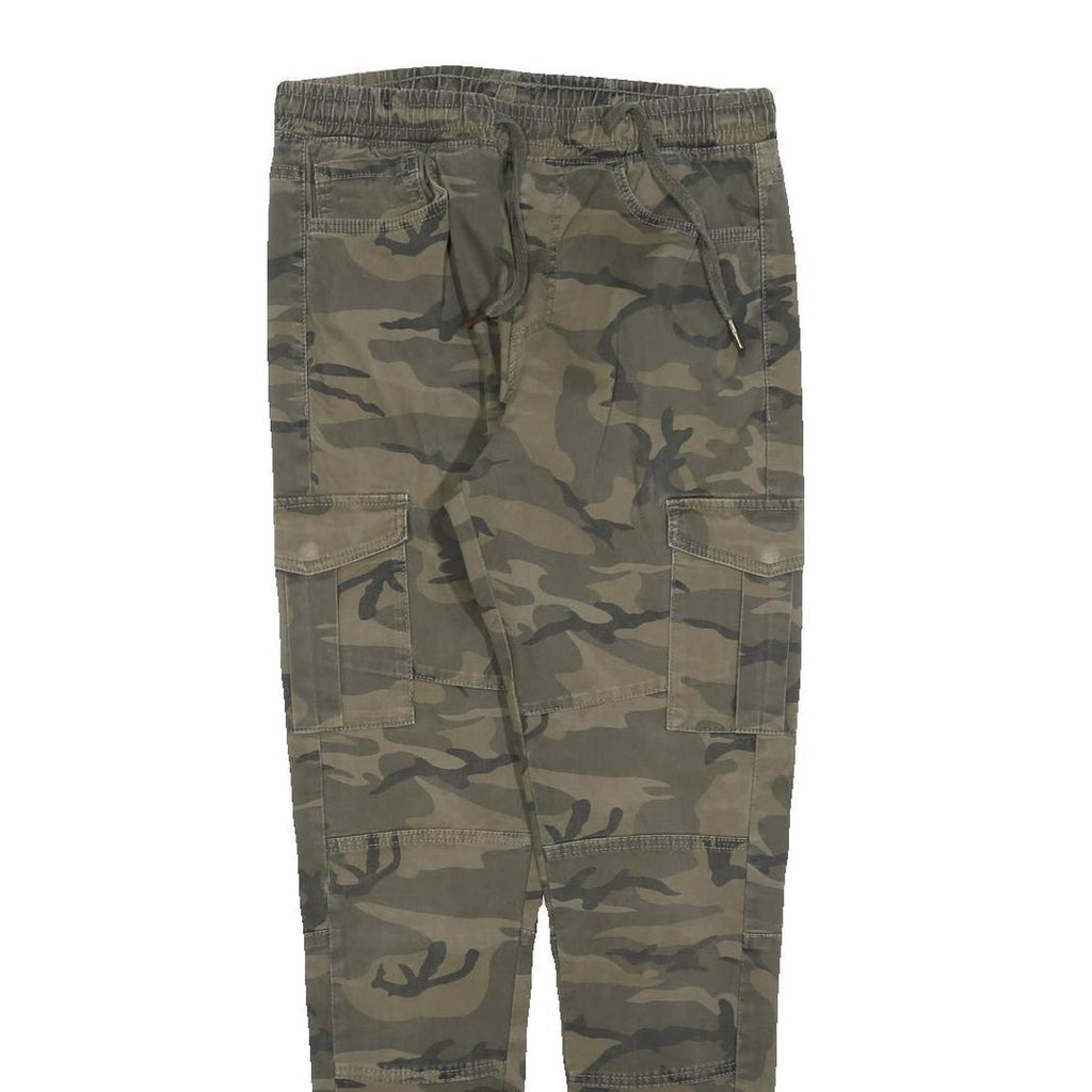 FSBN Mens Cotton Blend Camouflage Slim Tapered Trousers W28 L28 Drawstring