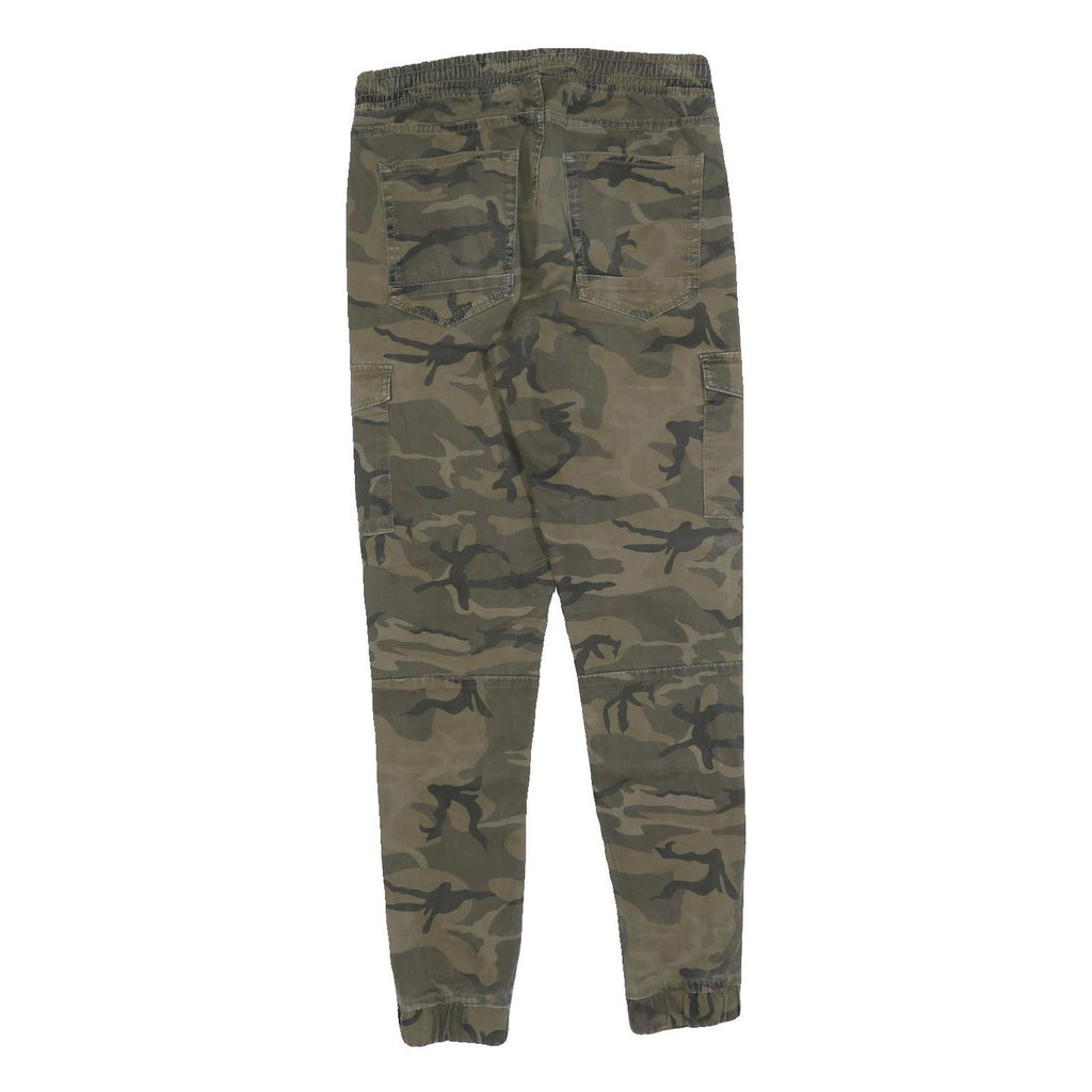 FSBN Mens Cotton Blend Camouflage Slim Tapered Trousers W28 L28 Drawstring