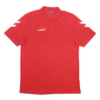 HUMMEL Mens Red Short Sleeve Plain 2XL Cotton Polo Shirt Sports Casual