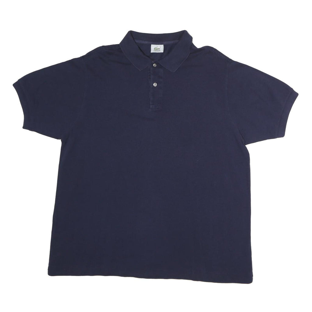 LACOSTE Mens Navy Blue Short Sleeve Plain Polo Shirt L Classic Cotton