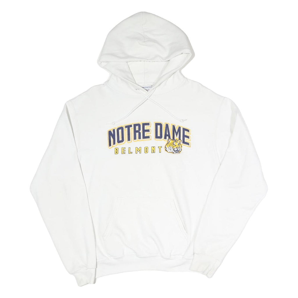 CHAMPION Mens White Notre Dame Belmont Hoodie M Cotton Blend Casual Hooded