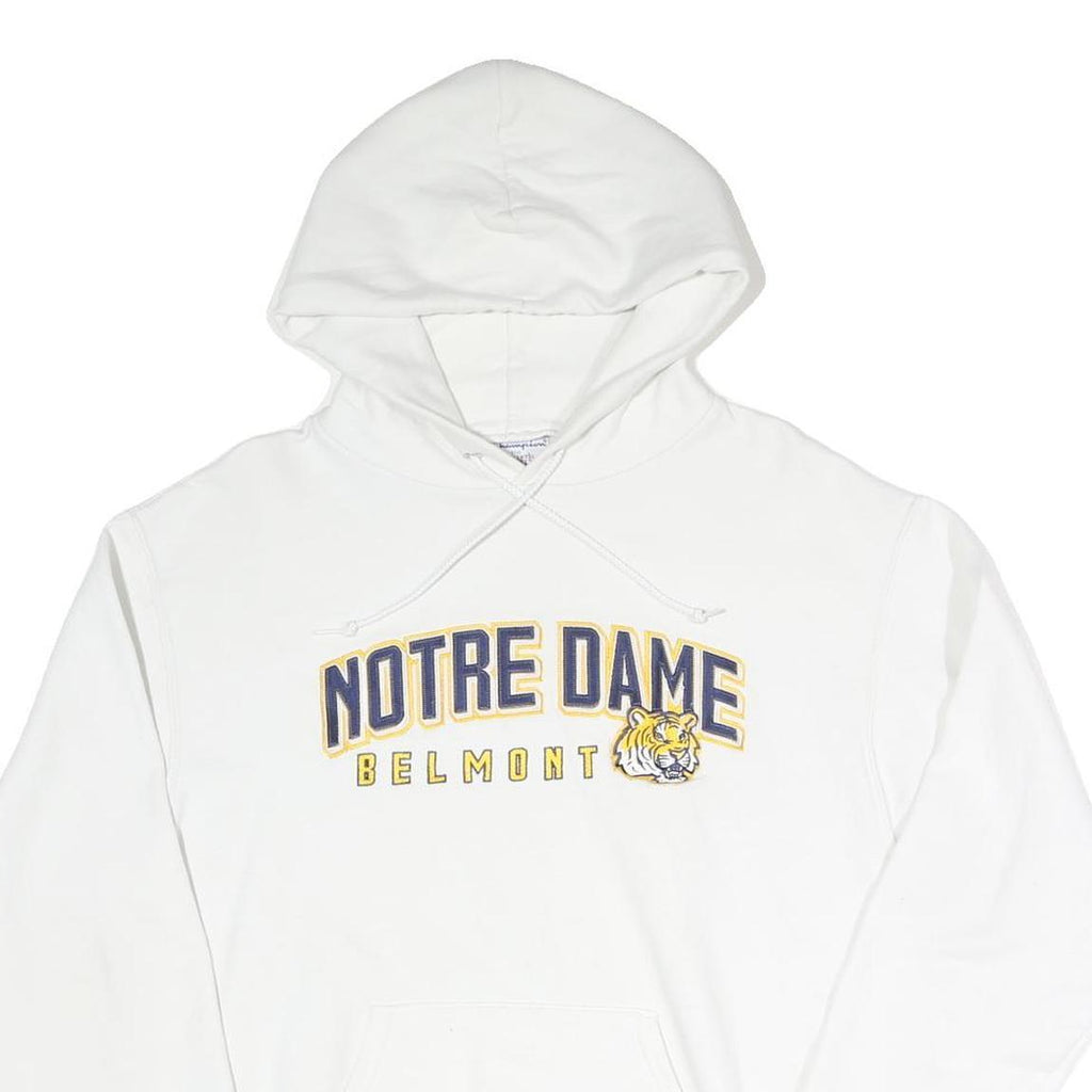 CHAMPION Mens White Notre Dame Belmont Hoodie M Cotton Blend Casual Hooded