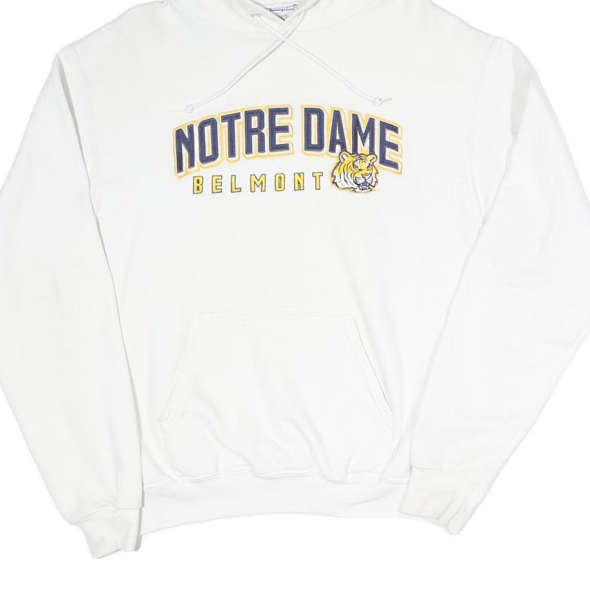 CHAMPION Mens White Notre Dame Belmont Hoodie M Cotton Blend Casual Hooded