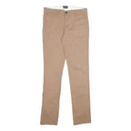 MASSIMO DUTTI Womens Cotton Blend Beige Slim Straight Trousers W29 L30 Casual