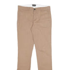 MASSIMO DUTTI Womens Cotton Blend Beige Slim Straight Trousers W29 L30 Casual