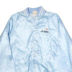 AUBURN Mens Light Blue Bomber Jacket XL Cotton Plain Button Closure Retro Style