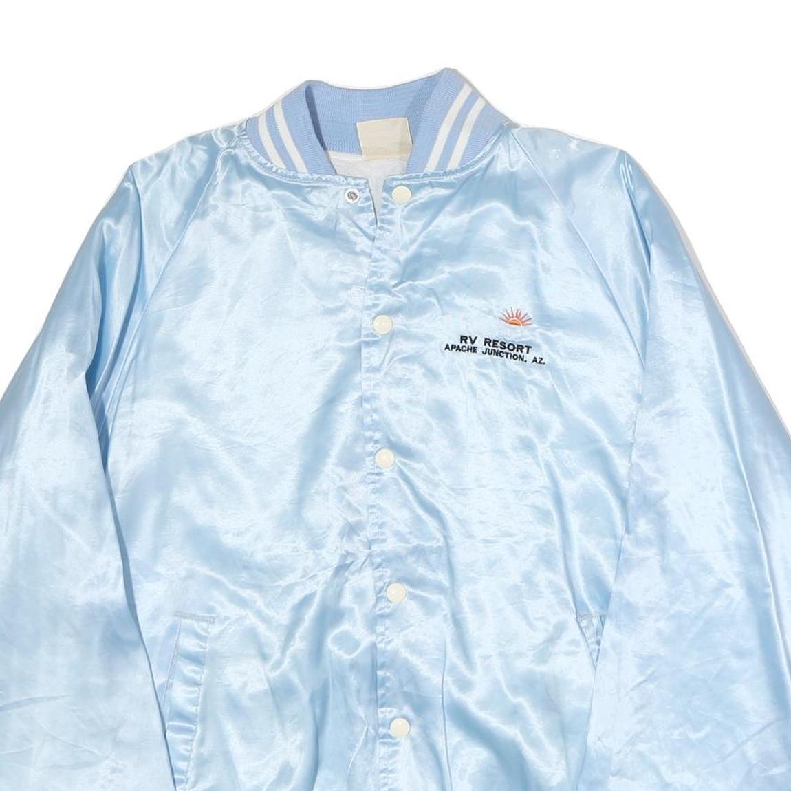 AUBURN Mens Light Blue Bomber Jacket XL Cotton Plain Button Closure Retro Style