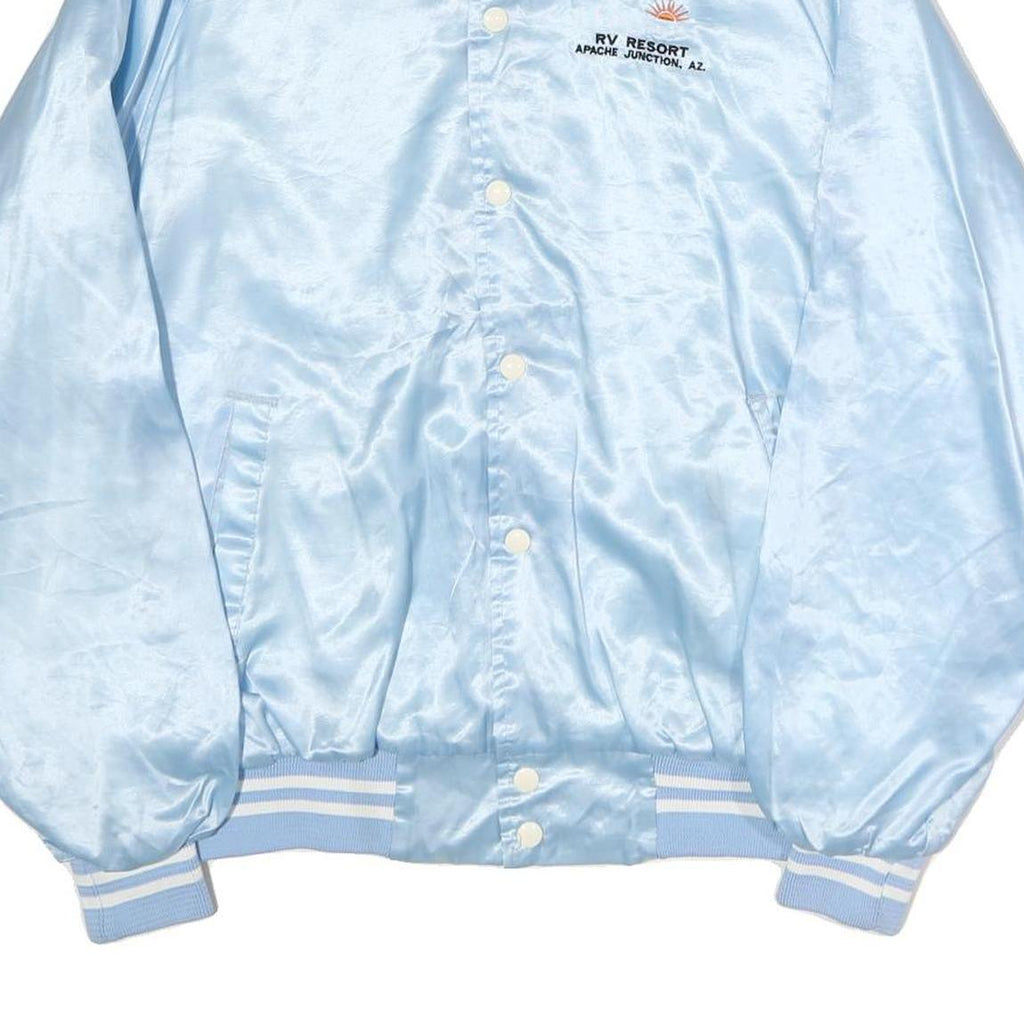 AUBURN Mens Light Blue Bomber Jacket XL Cotton Plain Button Closure Retro Style