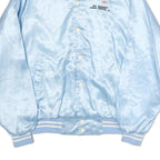 AUBURN Mens Light Blue Bomber Jacket XL Cotton Plain Button Closure Retro Style