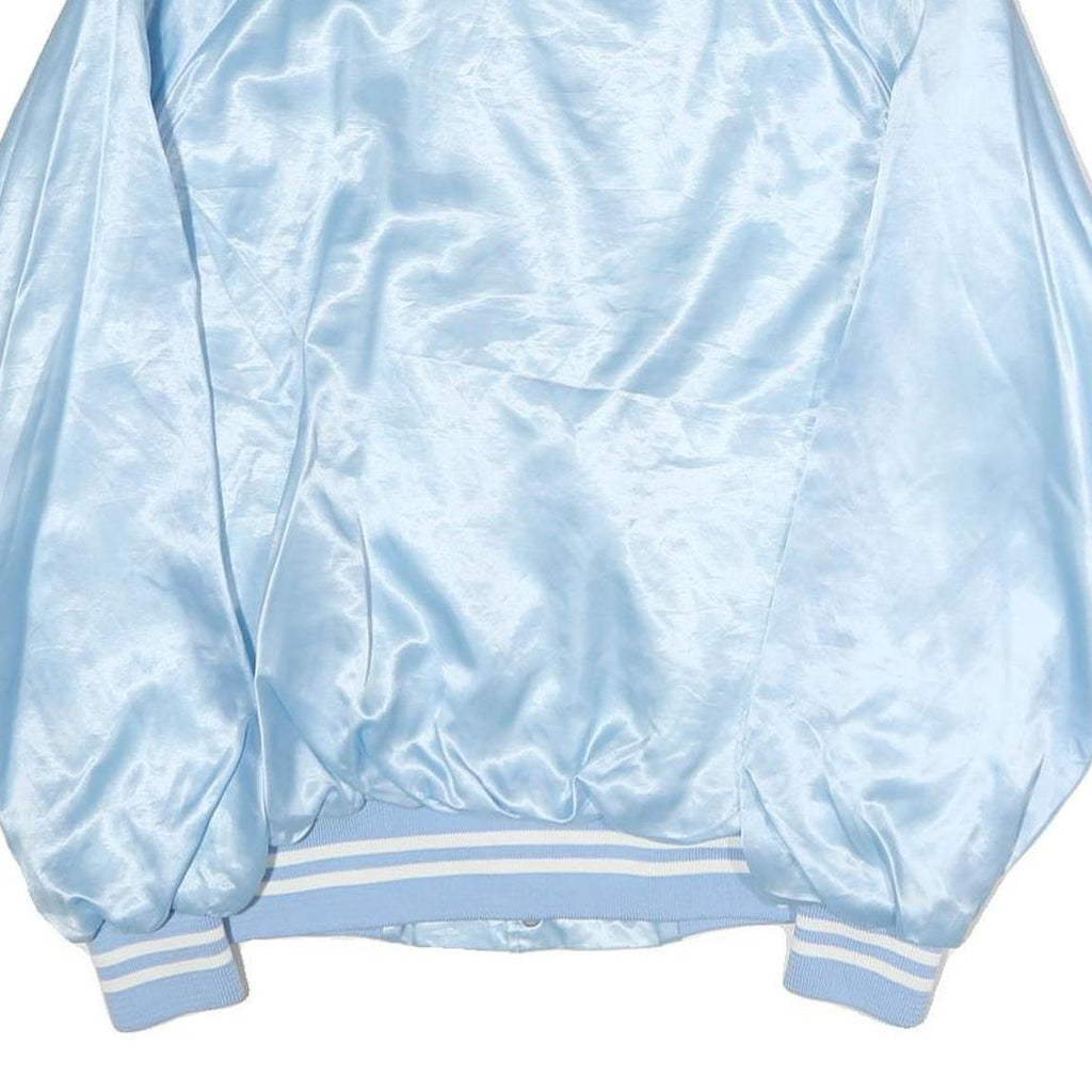 AUBURN Mens Light Blue Bomber Jacket XL Cotton Plain Button Closure Retro Style