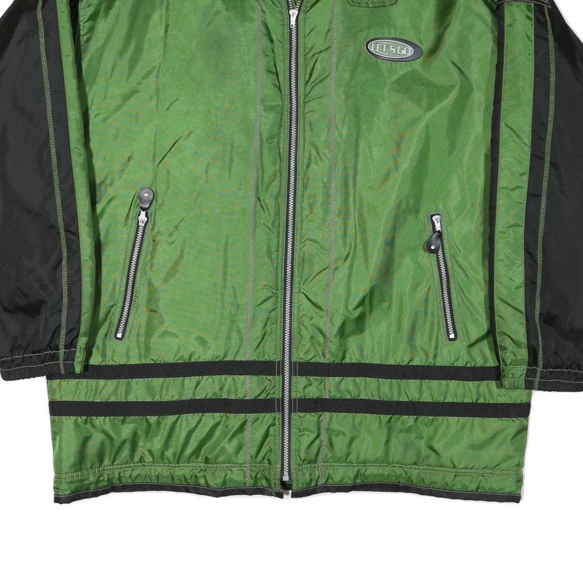 LETS GO Mens Green & Black Zip Jacket 2XL Polyester Blend Lightweight Casual