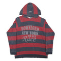 HERE & THERE Womens Red & Grey Colourblock Pullover M Cotton Jersey Drawstring
