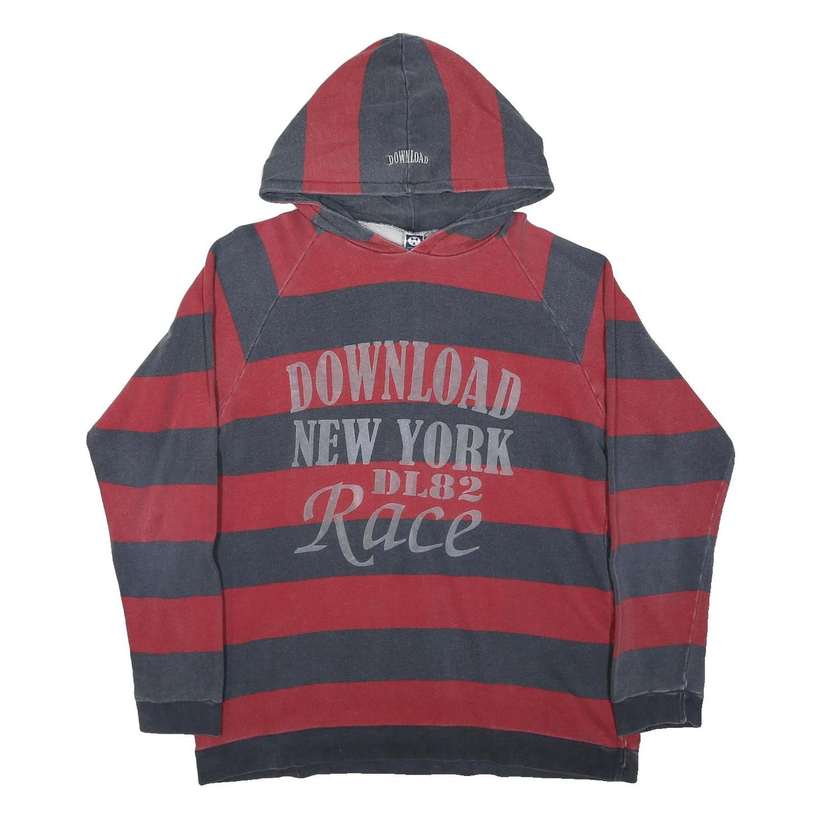 HERE & THERE Womens Red & Grey Colourblock Pullover M Cotton Jersey Drawstring