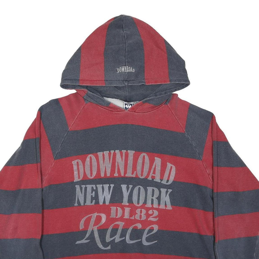 HERE & THERE Womens Red & Grey Colourblock Pullover M Cotton Jersey Drawstring