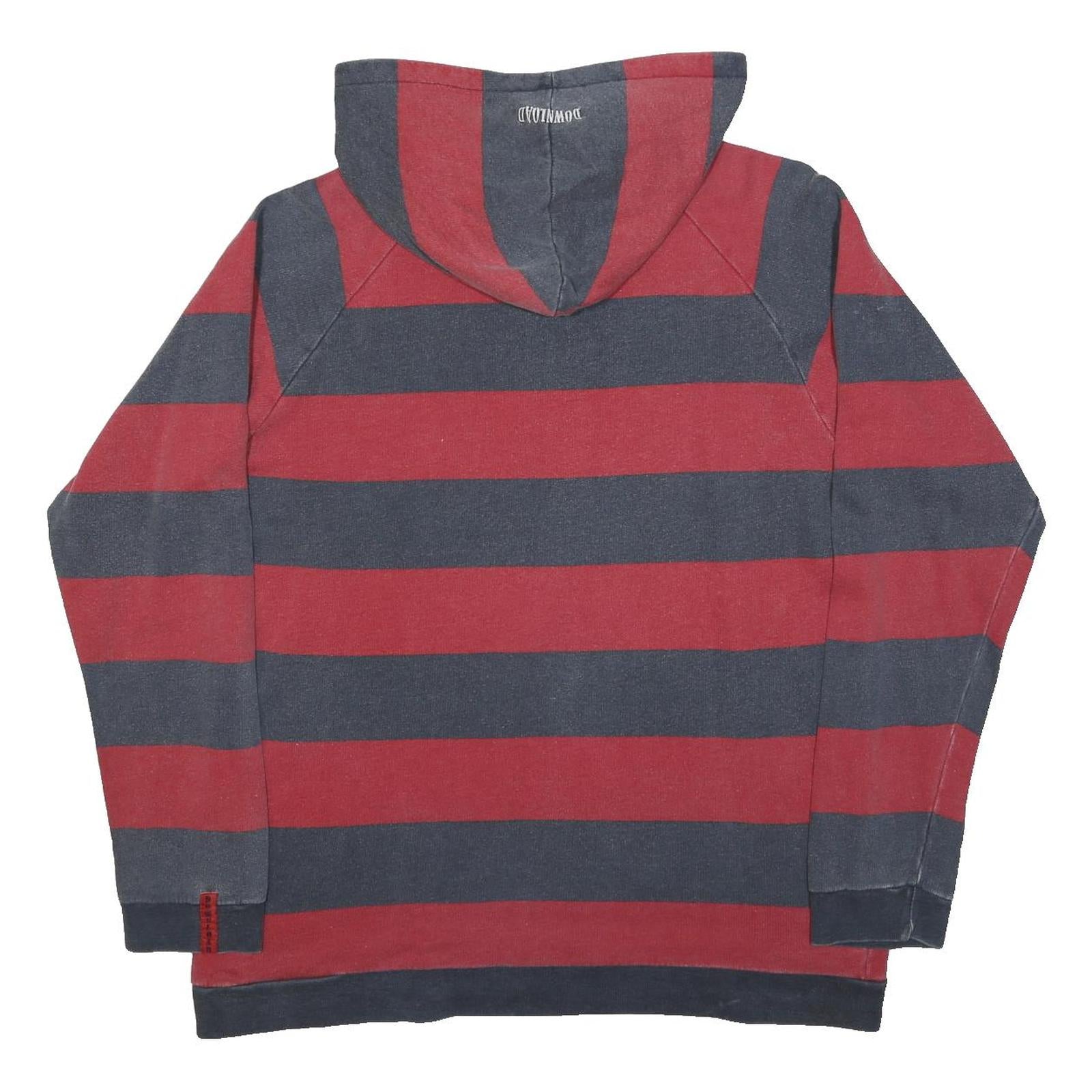 HERE & THERE Womens Red & Grey Colourblock Pullover M Cotton Jersey Drawstring