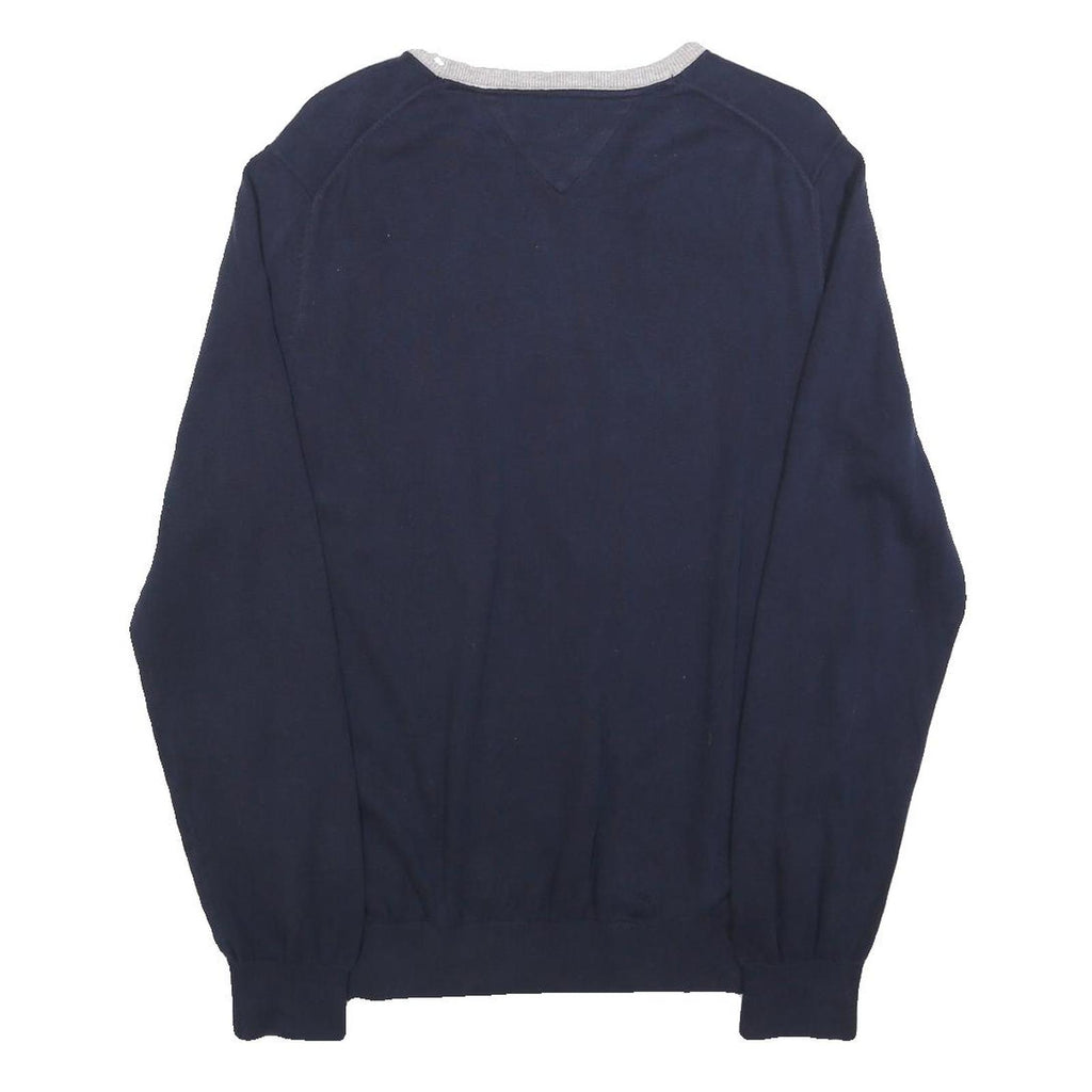 TOMMY HILFIGER Womens Navy Blue Red Colourblock Plain Crew Neck Basic Knit