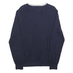 TOMMY HILFIGER Womens Navy Blue Red Colourblock Plain Crew Neck Basic Knit