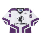 OWAYO Womens White & Purple Gryphons Graphic T-Shirt S Long Sleeve V-Neck Sporty