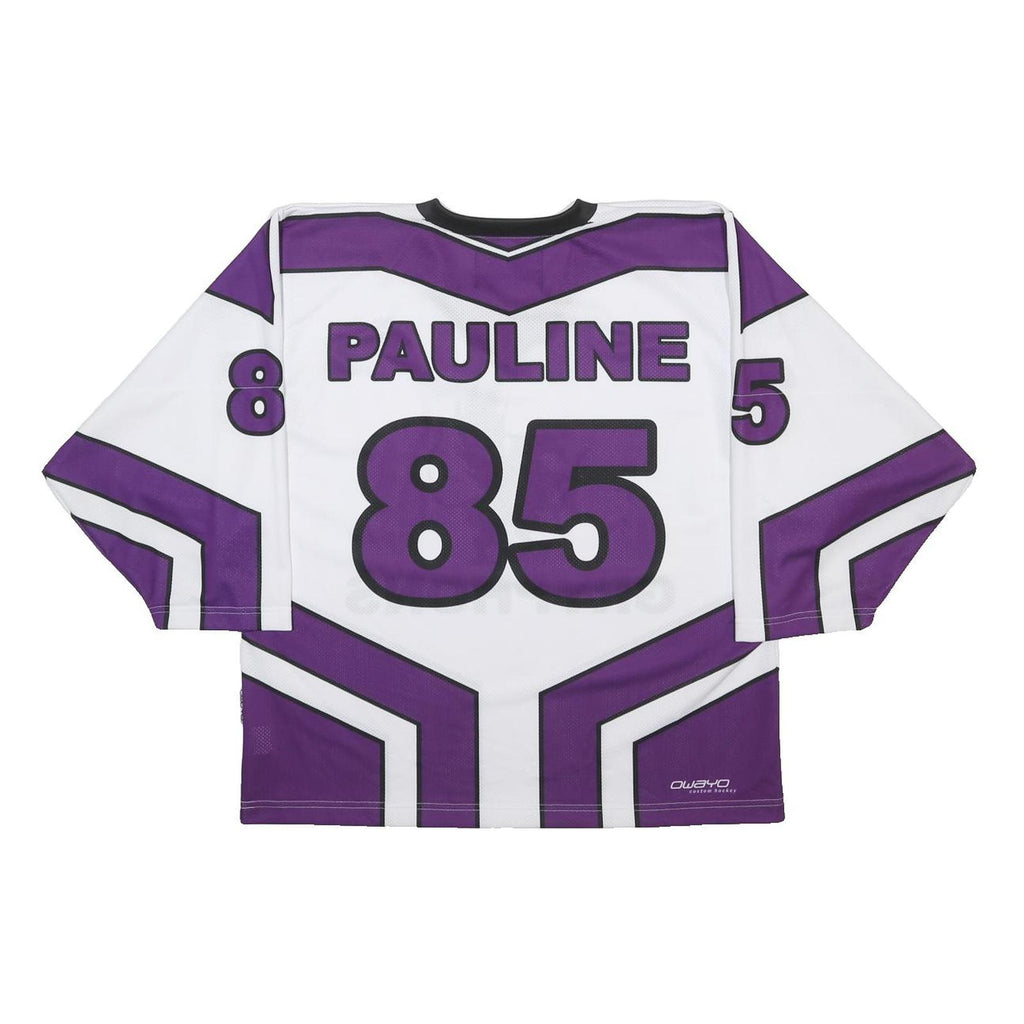 OWAYO Womens White & Purple Gryphons Graphic T-Shirt S Long Sleeve V-Neck Sporty
