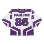 OWAYO Womens White & Purple Gryphons Graphic T-Shirt S Long Sleeve V-Neck Sporty